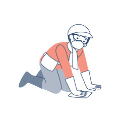 清掃をする女性