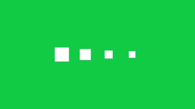 Four Squares Loading Loop Animation - White Boxes Buffering On Isolated Green Background
