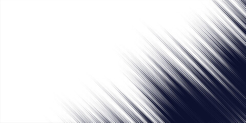 Dots halftone white and blue color pattern gradient grunge texture background. Dots pop art comics sport style vector illustration. Abstract speed lines style blue color halftone blue simple