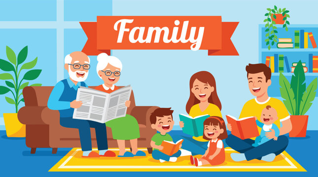 Happy Family Gathering with Elderly Parents.