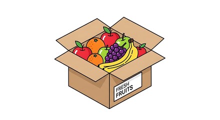 Fresh Fruits in Cardboard Box Delivery.