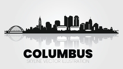 Columbus city skyline silhouette. Vector