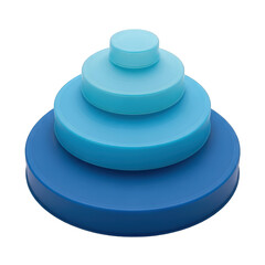 Blue gradient 3d circular layered shapes isolated on transparent background