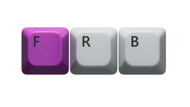 Computer keyboard keys with frb text. Financial, marketing.close up of Computer keyboard keys,Business Concept.Supports PNG files with transparent backgrounds.
