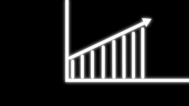 Business growth concept chart bar growth report and arrow growth, success business graph business arrow up animation. business graph success animation arrow on black