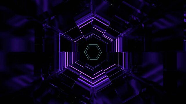 Purple and Turquoise Futuristic Nightclub Tunnel with Strobe Lights Background VJ Loop in 4K