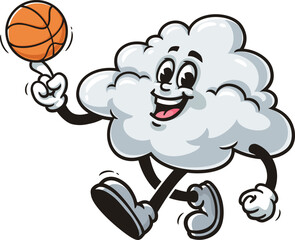 Cloud mascot cartoon playing basketball © Magic Pen