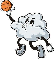 Cloud mascot cartoon playing slam dunk basketball © Magic Pen