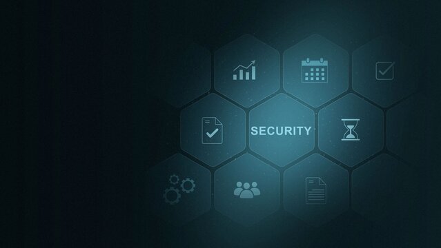 Cyber security data protection business technology privacy concept. glowing animation. digital interface on cyan color background. and 3d illustration