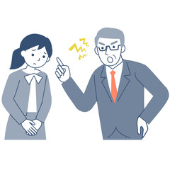 男性から叱られている若い女性