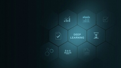 Fototapeta premium Deep learning artificial intelligence neural network. Technology, Internet and network concept. digital interface on cyan color background. and 3d illustration