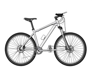 Obraz premium Side view illustration of a mountain bike with detailed components, suitable for design and learning