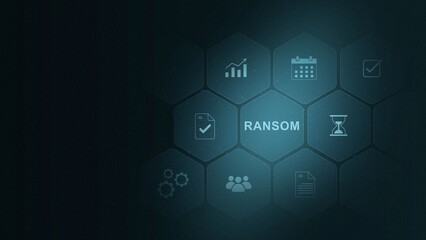 Fototapeta premium A Ransom Business concept on a futuristic ,Business, Technology and network concept. Animated Dynamic wave of color particles. digital interface. and 3d illustration