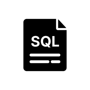 A black file icon with "SQL" text, representing database query files, structured data scripts, or relational database management system files.