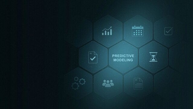 predictive modeling Concept with Modern Technology, Data Analytics and Futuristic Business Graphics. Asymptotic smart data analytic. digital interface. and 3d illustration