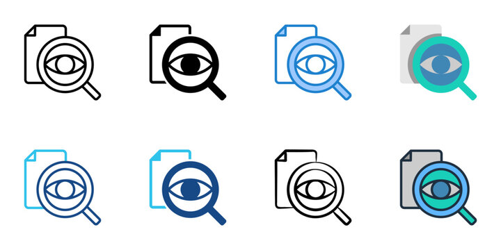 File viewer icons set multiple style collection. Editable stroke 
