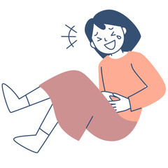 笑い転げる若い女性