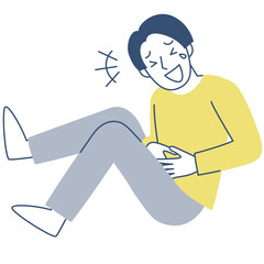 笑い転げる若い男性