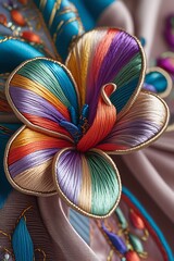 Obraz premium Colorful embroidered floral fabric textile craftsmanship pictures