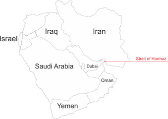 Naklejka premium Strait of Hormuz map location