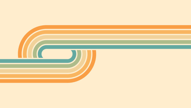 Abstract background of rainbow groovy Wavy Line design in 1970s Hippie Retro style. Vector pattern ready to use for cloth, textile, wrap and other.