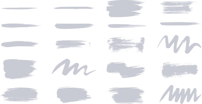 Gray Brush Strokes and Wavy Lines: Abstract Paint Smears for Textured Backgrounds and Design Accents