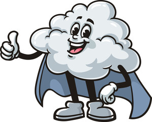 Obraz premium Cloud mascot cartoon in superhero style