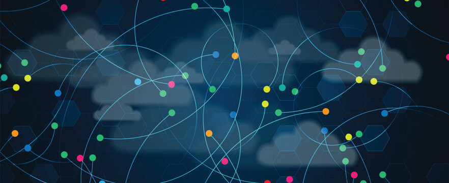 Abstract cloud concept technology background and data network security