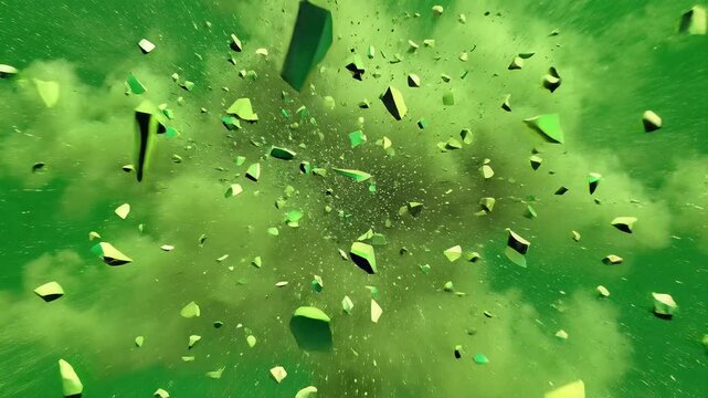 Green Abstract Explosion Bursting Debris Dynamic Motion