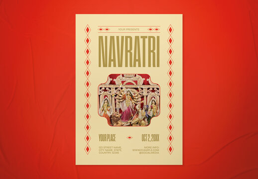 Beige Red Bright Indian Style Navratri Flyer