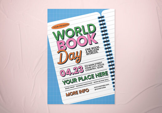 Blue and Pink Scrapbook World Book Day Flyer