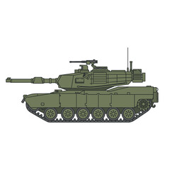 Modern Battle Tank Military Armored Vehicle side view
