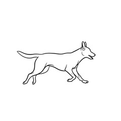 Fototapeta premium Isolated black silhouette vector illustration of a running horse and domestic dog farm animal icons on a white background