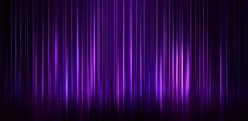 Dynamic purple neon light lines with subtle particle effects illuminate dark background, creating mesmerizing abstract display for modern graphic design and futuristic visual projects