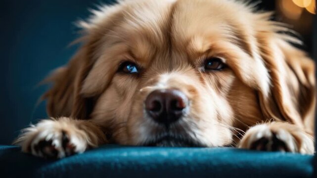 A dog lying down on a couch