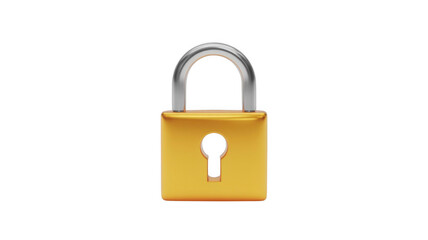 Naklejka premium Yellow Padlock with Keyhole in Modern Minimalist Design with Bright Studio Lighting on Isolated White Background for Security