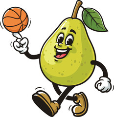 Cartoon pear mascot playing basketball © Magic Pen