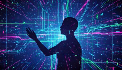 Fototapeta premium Futuristic Artificial Intelligence Neural Network Abstract Background with Glowing Data Connections