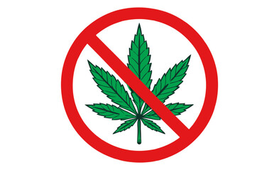 Red prohibition sign over green leaf