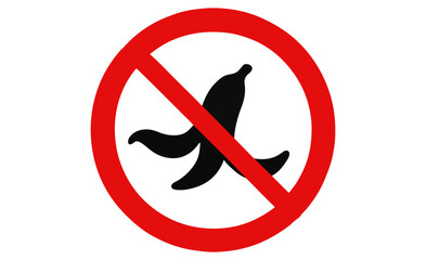 Red circle with diagonal line over black banana silhouette