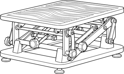 Ergonomic Office Footrest Technical Drawing - Adjustable Under Desk Posture Support Vector