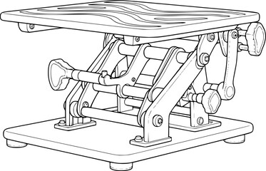 Ergonomic Office Footrest Technical Drawing - Adjustable Under Desk Posture Support Vector