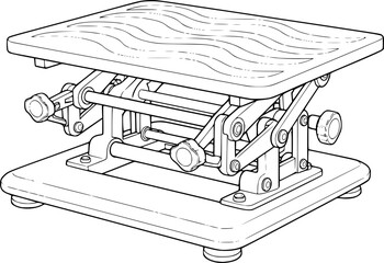 Ergonomic Office Footrest Technical Drawing - Adjustable Under Desk Posture Support Vector