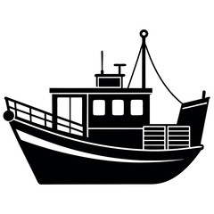 Fototapeta premium A fishing boat silhouette illustration on white background 