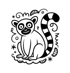 Vector cartoon of cute doodle lemur © Maria
