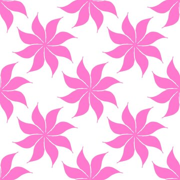 Seamless pattern of pink flower on white background for wallpaper, textile, card, cover.