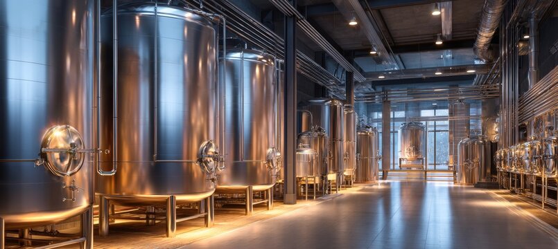 Alcoholic drink distillation factory. Generative AI technology.