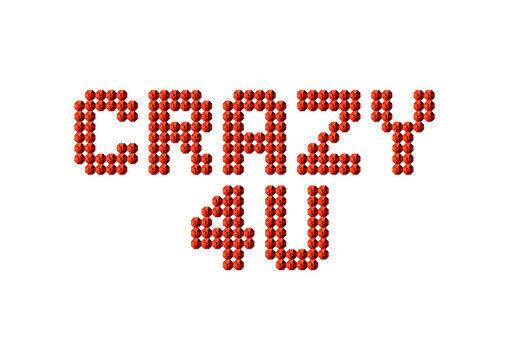 Inscription made of red crystals - crazy 4U