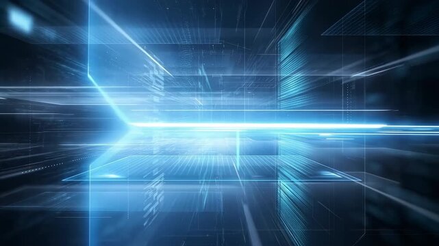 Futuristic Digital Pathway. Illuminated Data Corridor Depicting Rapid Virtual Information Flow