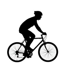 Fototapeta premium Cyclist riding black bike silhouette sporty motion urban fitness lifestyle